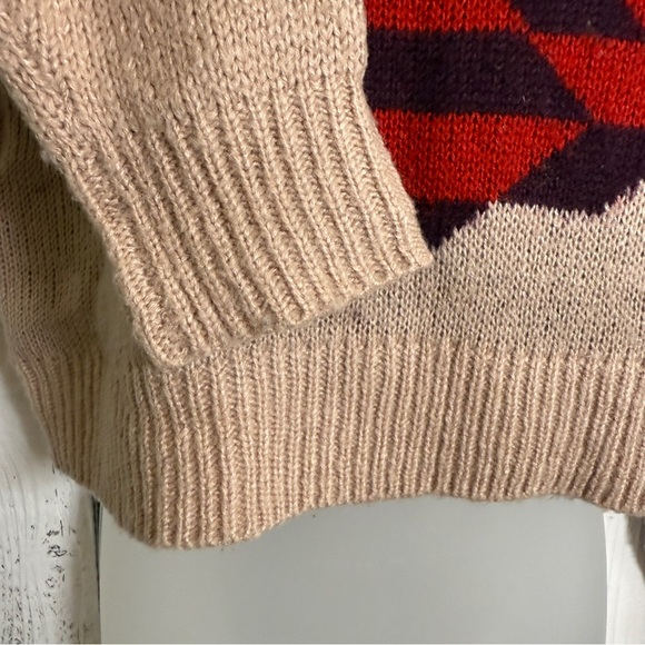 Charlotte Russe Geometric Sweater Crop Top Women’s Size Small Aztec Boho Tan Red - Picture 6 of 9